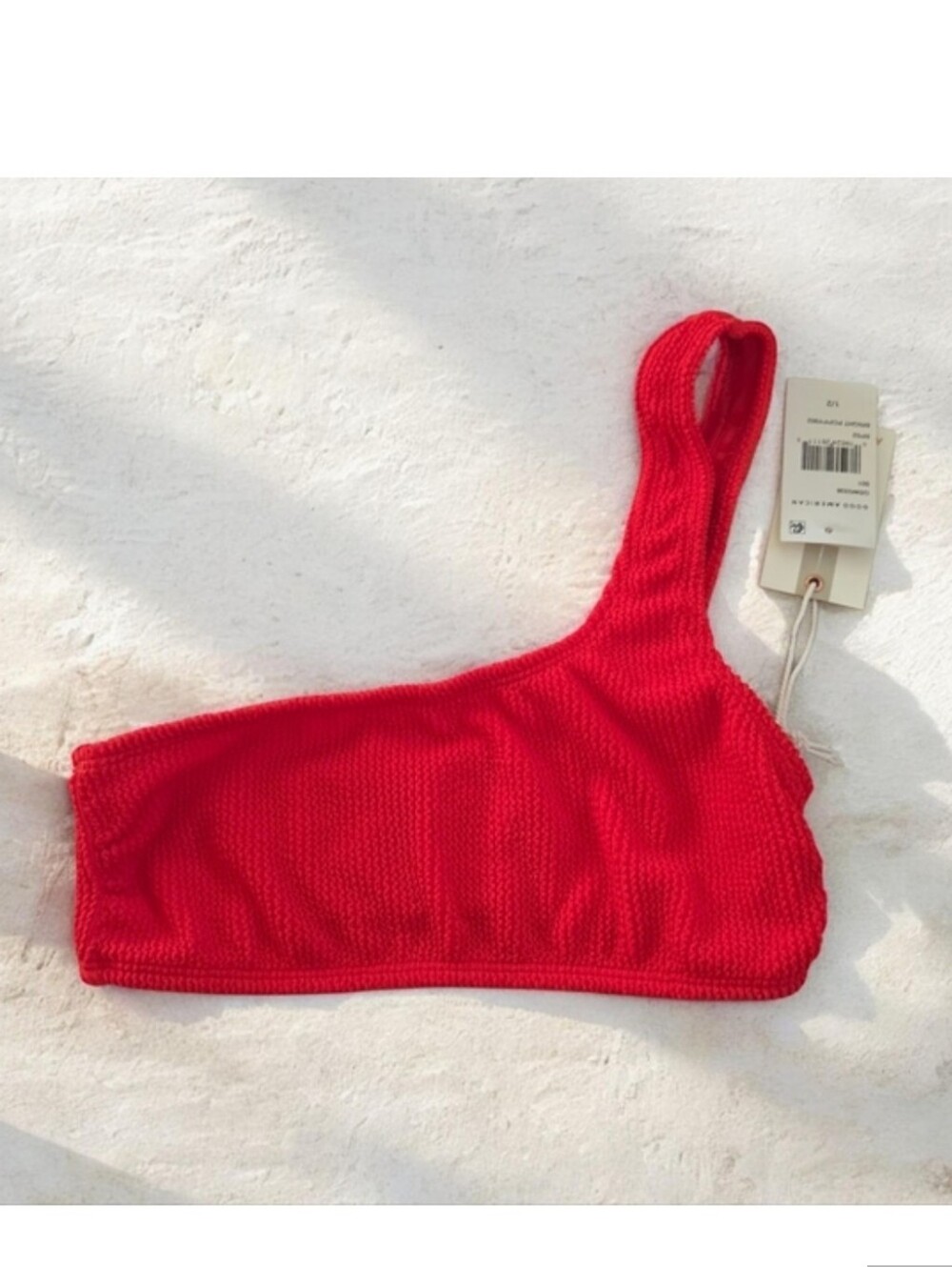 Good AMERICAN Always Fits One Shoulder Bikini Top In Bright Poppy